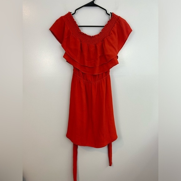 Lovers + Friends Red Suntime Off The Shoulder Ruffle Mini Dress Size Small - Picture 10 of 13